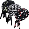 bANDS 3 Pcs Do Rags for Men Skull Cap Breathable Moisture Wicking Pirate Hat Helmet Liner Running Cotton Hat for Men Women