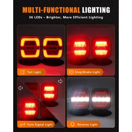 ATROVI Wireless Trailer Lights Magnetic, 110° Rotatable Tow Light with Suction Cup, Rechargeable LED Trailer Lamps with Brake, Turn & Reverse Signals, IP67 Waterproof Kit for Trucks, Boat, RV, Camper