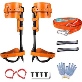 MIZHAO Tree Climbing Spikes Kit - Tree Climbing Gear Arborist Tree Climbing Kit for Tree Work, Climbing Sports Working 16.25 inches Yellow Brown