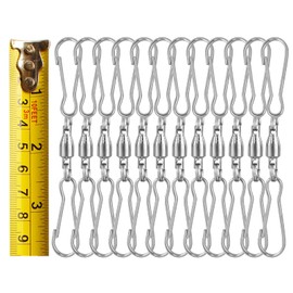 NQ 12PCS 3.75“ Spinning Dual Clip Swivels Hanger Hooks for Hanging Wind Spinners, Windsock, Bird Feeders, Mason Jars, Plant Hangers, Flower Basket,Solar Lights,Lanterns