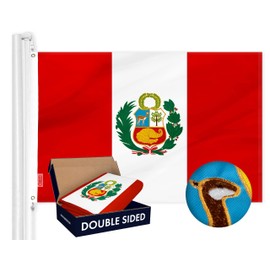 G128 Peru Peruvian Flag | 3x5 Ft | Double ToughWeave Series Double Sided Embroidered 210D Polyester | Country Flag, Embroidered Design, Indoor/Outdoor, Brass Grommets, Heavy Duty, 2-ply