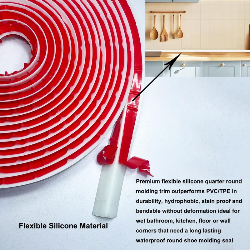 118 Inch Flexible Quarter Round Shoe Molding, Peel and Stick