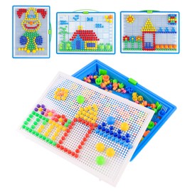 EclipseGuard Plug-in toy mosaic plug-in game for children, plug-in mosaic building blocks with 296 plug-in beads, educational children's toy plug-in game from 3, Montessori toy plug-in games