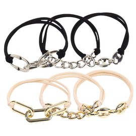BIUDECO 6pcs Elastic Hair Bands with Chain Detail for Women and Scrunchies Ponytail Holders and Wrist Bracelets Comfortable Stretch Hair Accessories During Sports and Yoga