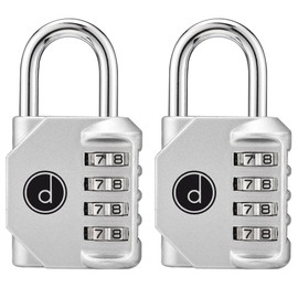 4 Digit Combination Locks 2 Pack - Weatherproof Padlock with Code - Combination Lock for Locker, Gym, Outdoor Gate, Storage Shed, Fence Gate & Bike Lock - Keyless, Easy to Set, Reset - New Silver