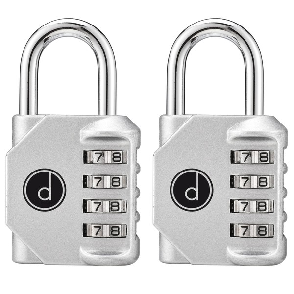 4 Digit Combination Locks 2 Pack - Weatherproof Padlock with