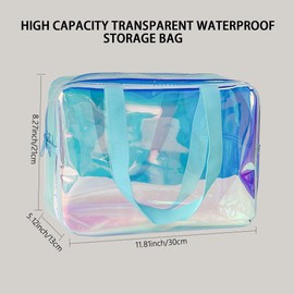 TotePrint Waterproof Floral Pattern PVC Cosmetic Bag 30 x 21 x 11 cm - Zip Carry Bag for Men and Women Travel Swimming Pool Holiday, De-a230023-298-5, Modern