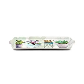 Pimpernel Succulents Collection Sandwich Tray | Serving Platter | Crudité and Appetizer Tray for Indoor and Outdoor use | Made of Melamine | Measures 15.1" x 6.5" | Dishwasher Safe
