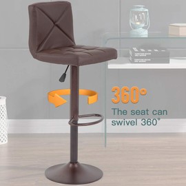 BestOffice Counter Height Bar Stools Set of 2 PU Leather Modern Height Adjustable Swivel Barstools Hydraulic Chair Bar Stools