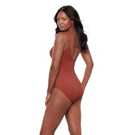 Miraclesuit Women's Swimwear Rock Solid Avra Underwire Tummy Control One Piece Swimsuit, Terra, 12