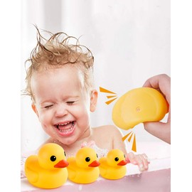 Bath Duck Toys 5 Pcs Yellow Rubber Duck Family Squeak Ducks Baby Shower Toy for Toddlers Boys Girls (Yellow Duck Family)