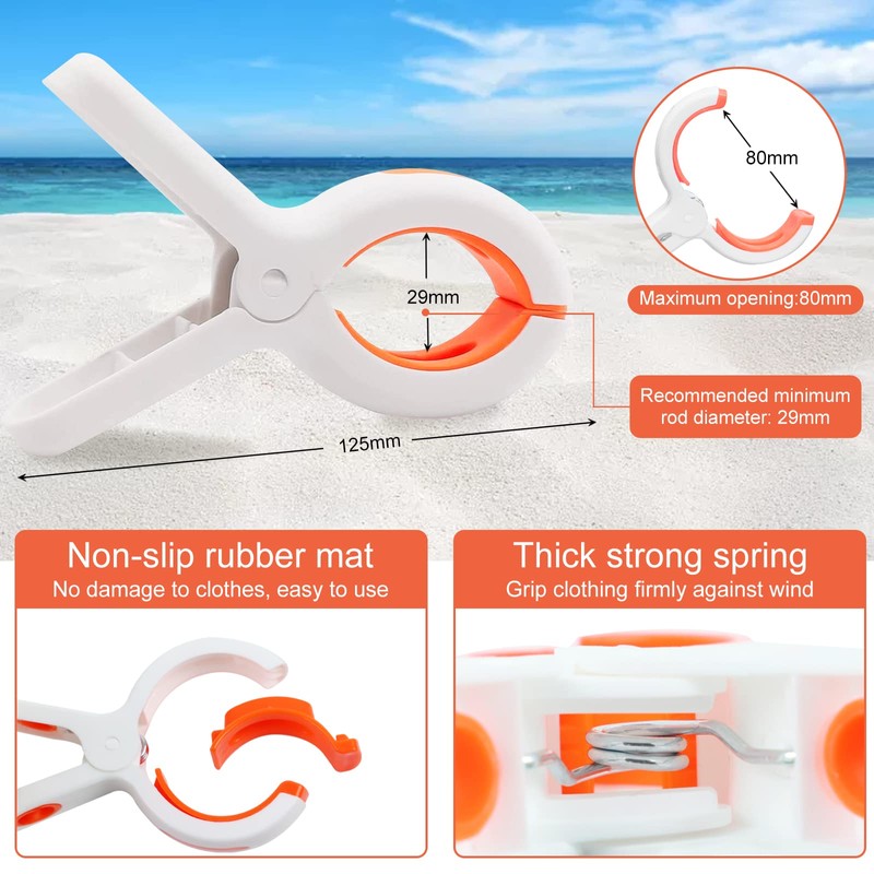 Beach Towel Clips 3 Colors Plastic Towel Holder 12 Pack