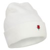e4Hats.com Mini Rose Embroidered Long Beanie - White OSFM
