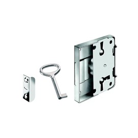Gedotec Security Lock for Cabinets, Furniture Lock for Drawers, Box Lock Set, Nickel-Plated Steel, Screw-On Lock Backset: 15 mm, Made in Germany, 1 Piece - Cabinet Lock with Key
