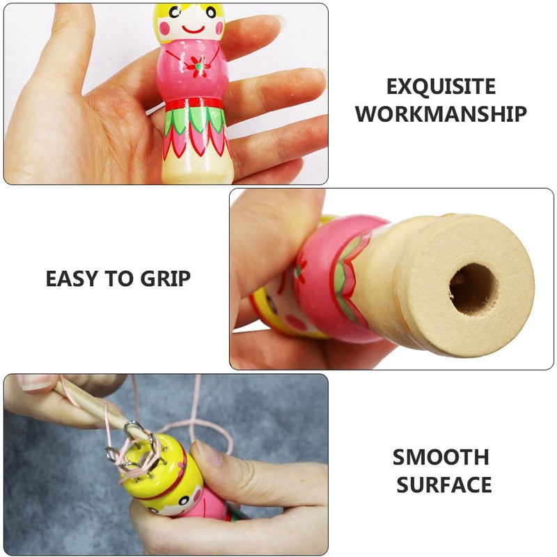 COHEALI Hand-Painted Pattern Wood Knitting Tool 2 Sets Russian Knitting