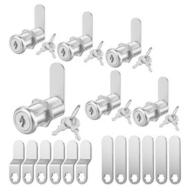 Hecfu 6 Pcs Cabinet Locks with Keys, 1-1/2" Cam Locks keyed Alike, RV Lock for Storage Compartment Door Cabinets Drawer Toolbox Lock, Zinc Alloy