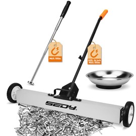 36-Inch Rolling Magnetic Sweeper | 40-Inch Telescoping Magnetic Pickup Tool | Magnetic Trays | 55-Pound Capacity Pick-up Sweeper for Nails, Screws & Metal Debris Workshop Garage Yard (3 Pack)