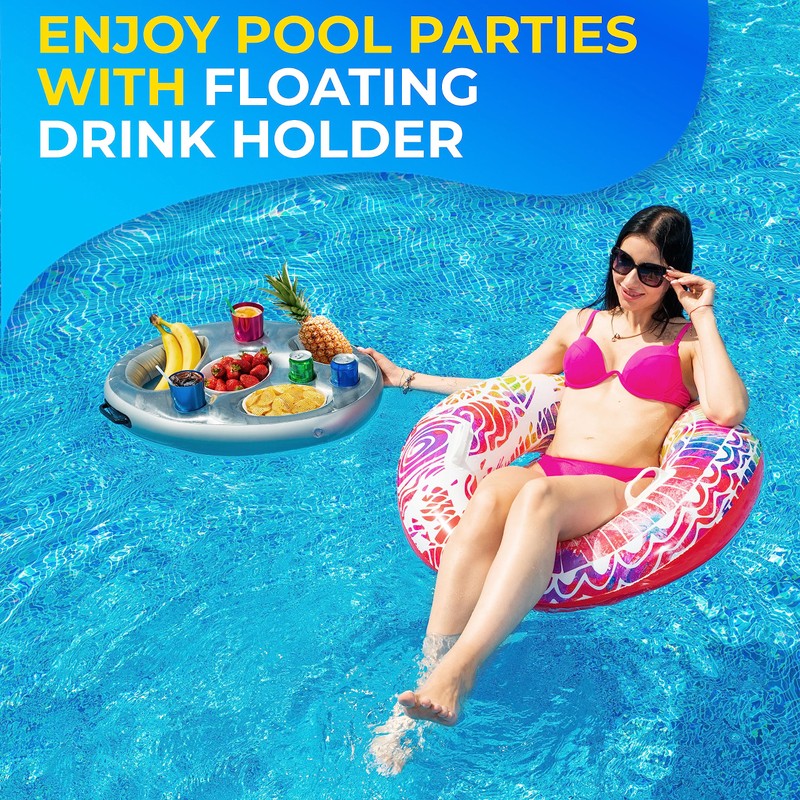 Drink Floaties, Floating Drink Holder for Pool 27.6"x19.7", Swimming Pool