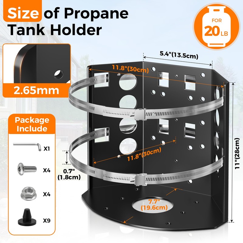 HEIWUKONG 20LB Propane Tank Mounting Bracket Heavy Duty, Propane Tank