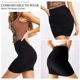 Lancry Black Pencil Skirt for Women Stretchy Slimming Short Skirt High Waist Summer Autumn, black