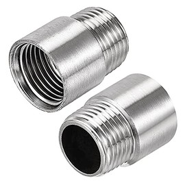 uxcell Shower Head Extension Arm Stainless Steel 1/2PT Male to 1/2PT Female Thread 30mm Length Cast Pipe Fitting Coupler 2Pcs