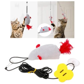 Self Play Cat Toys, Door Hanging Cat Mouse Toy with Squeaky Sound,No Ba...