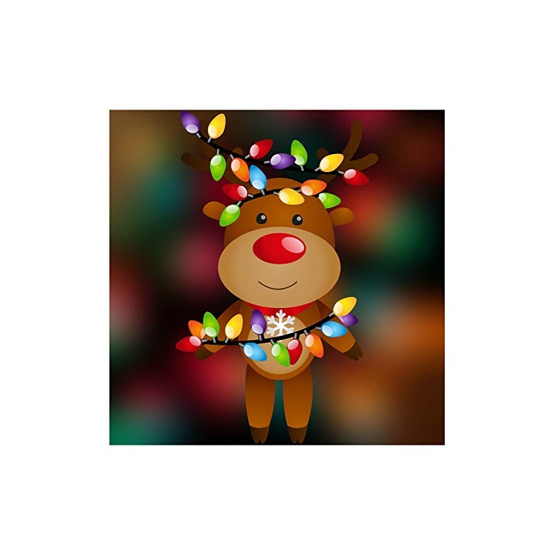 Happy Christmas Reindeer High Quality Double-Sided Static Cling Window Sticker