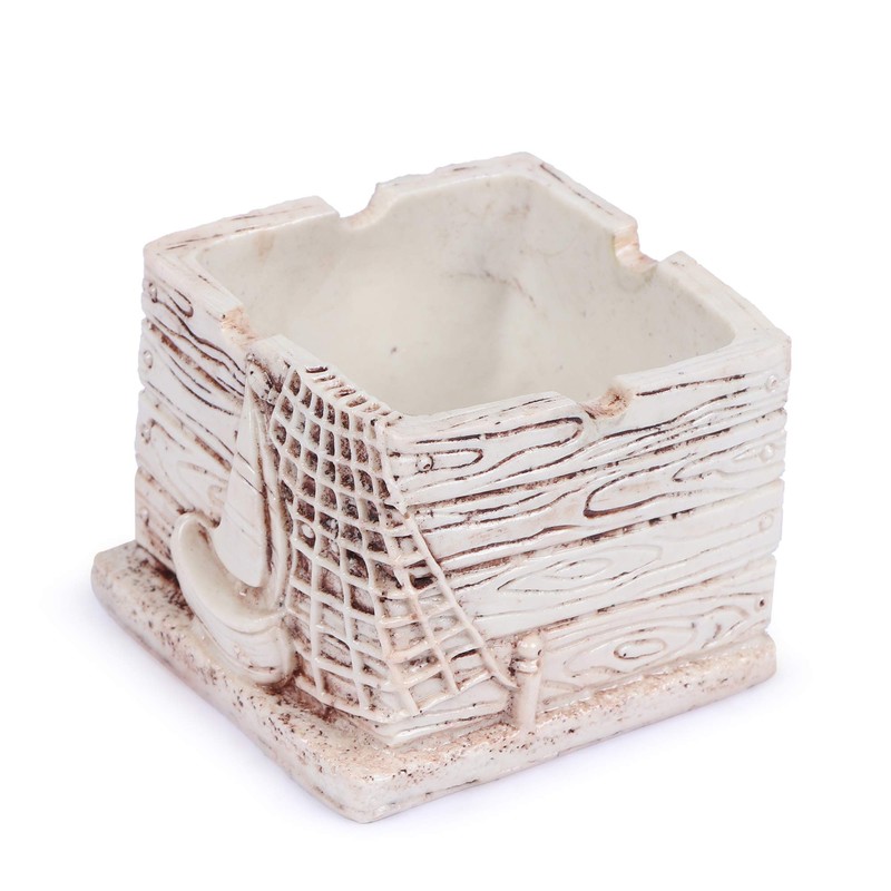 Pinkdesh Resin Material Square Boat Design Ashtray for Office Home