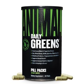 Animal Daily Greens Pill Packs - Kale, Wheat Grass, Alfalfa & More - Convenient Prebiotic Superfood Blend for Superior Digestion, Gut Health, and Immu