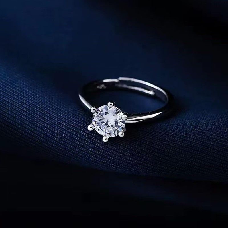 ShiKeWei White Gold Plated Adjustable Women's Ring - 1 Carat