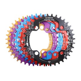 DJC Bike Chainring 104BCD Round 30t 32t 34t 36t 38t 40t 42t 44t 46t 48t 50t 52t Tooth Narrow Wide 7/8/9/10/11/12 Speed Ultralight MTB Mountain Bike 104 BCD Chainwheel,02# Round Red,30T