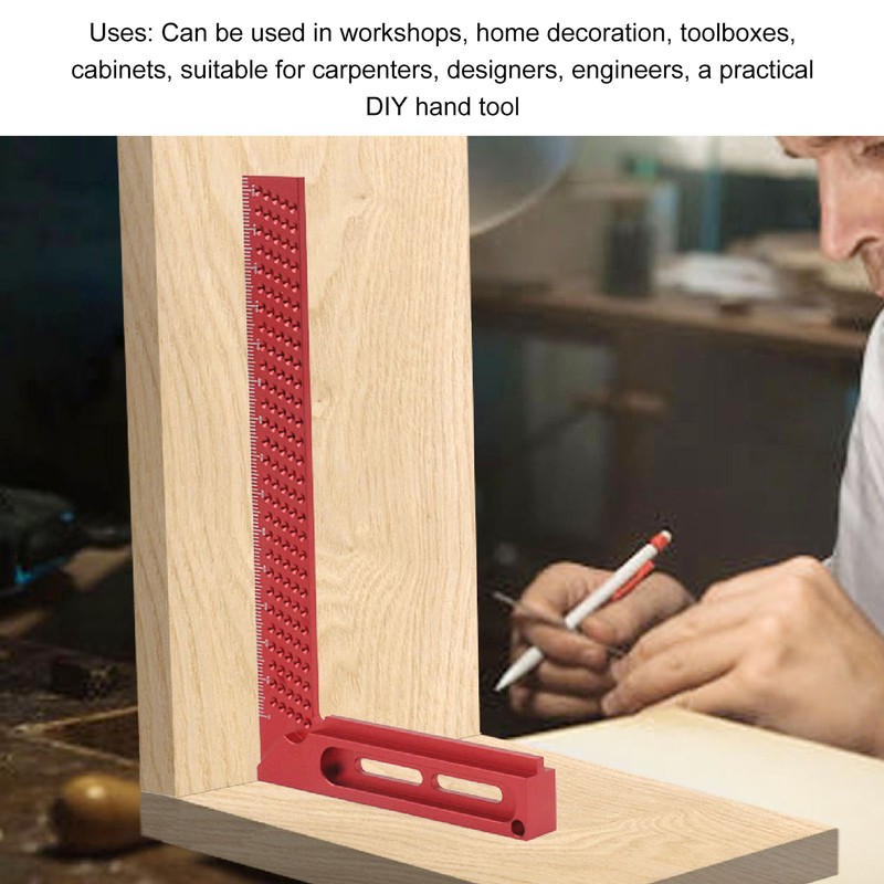 Hole Scribing Ruler Aluminium Alloy Woodworking Right Angle Ruler 45