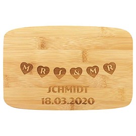 Chopping Board with Name - Wooden Board with Engraving - Breakfast Board as Couple Gift - Kitchen Board with Desired Engraving - Mr & Mrs