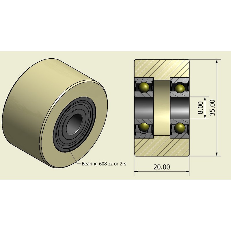 Smart Machines 4 x 35mm Diameter Machine Made Nylon Rollers