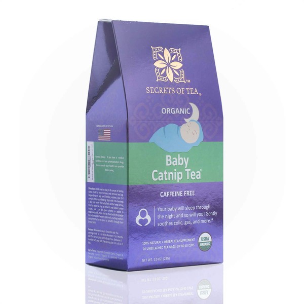 Secrets Of Tea Catnip Colic Tea Colic Reliever, Gas, Acid Reflux Relief - Natural USDA Organic Caffeine Free Herbal Colic Tea for Babies and Newborns - 20 Count(1 Pack)