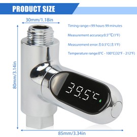 BAIFULAI LED Digital Bath Thermometer, Bath Thermometer, 0-100°C, Real Time Water Flow with 360° Rotating Screen, Baby Water Thermometer, Shower Thermometer, Bathtub Bathroom Thermometer
