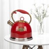Tea Kettle, Stovetop Whistling Teapot, Stainless Steel, Red, 3.0-Quart