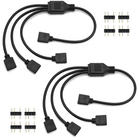 QWORK® 2pcs ARGB Splitter Cable 5V 3 Pin Argb Splitter 1 Female to 3 Male 30cm for CPU Cooler and 5V ARGB Fan