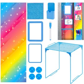 11PCS Magnetic Locker Accessories, School Locker Organizer with Magnetic Wallpaper Locker Shelf Rug Mirror Whiteboard Magnets Pencil Holder with Pen, Locker Decoration Locker Magnets for Girls Office