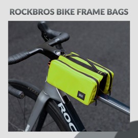 ROCKBROS Bicycle Frame Bag Large Capacity Top Tube Bag with 2 Side Pockets Bike Tool Bag Cycling Storage Bag with 1 Adjustable Shoulder Strap, 8 Colors