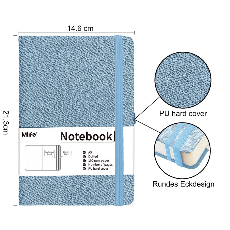 Mlife A5 Graph Paper Notebook,360 Pages Thickened Squared Notebook,Premium 100g/M²