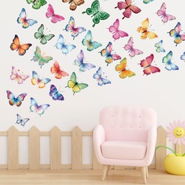 AOWDIAO 62 Large Butterfly Wall Decals - Peel and Stick Vinyl Wall Stickers for Room Decor, Safe for Walls, Repositionable