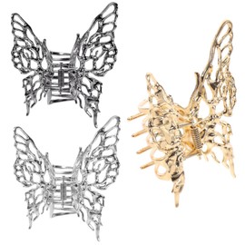 IWOWHERO 3pcs Large Shark Clip Hair Accessory Butterfly Claw Clips for Women Girls
