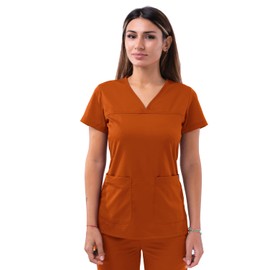 Adar Uniforms Pro Scrubs for Women - Sweetheart V-Neck Top - P4210 - Cinnamon - S