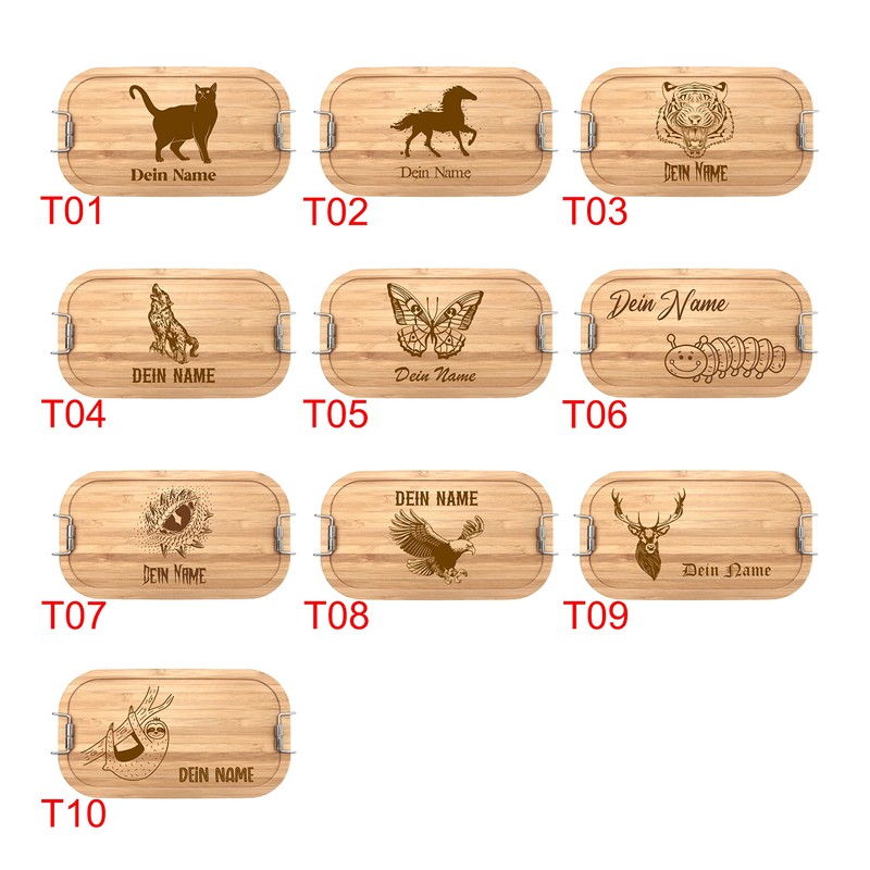 Generisch Brotdose mit Namen personalisiert 700ml, Lunchbox mit Tier Motiv