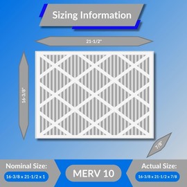 Glasfloss 16-3/8 x 21-1/2 x 1 Pleated Air Filter, ZL Series, MERV 10 - Actual Size: 16-3/8 x 21-1/2 x 7/8 (Box of 6)