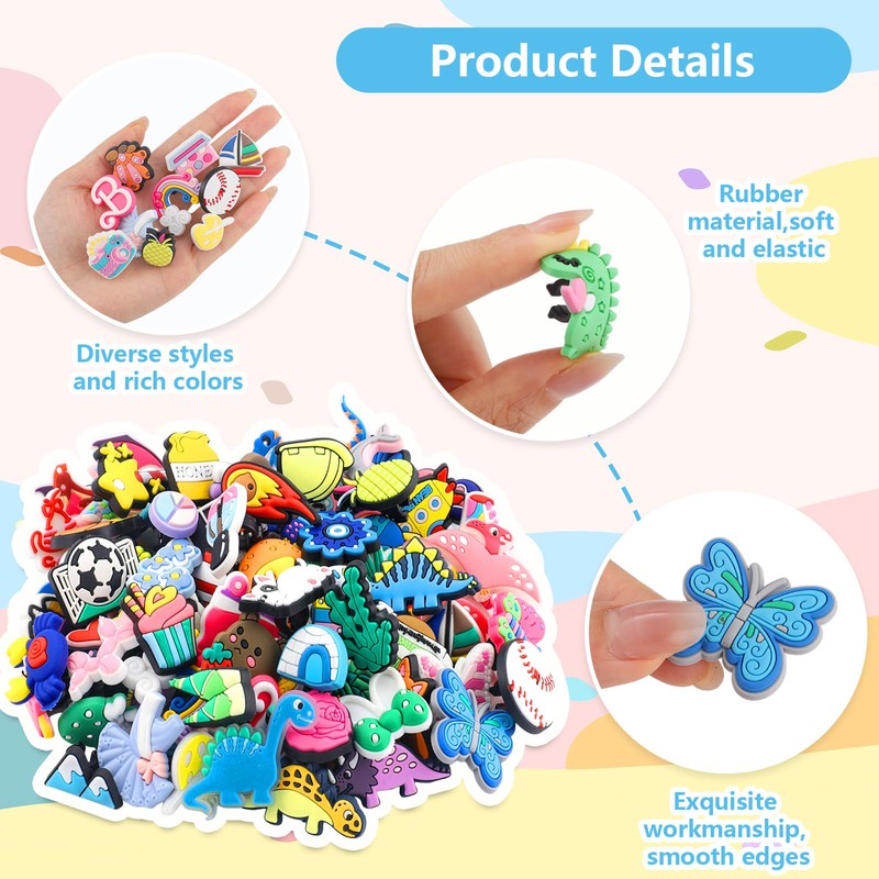 100Pcs Mixed Pencil Toppers, Cute PVC Pencil Clip, Random Different