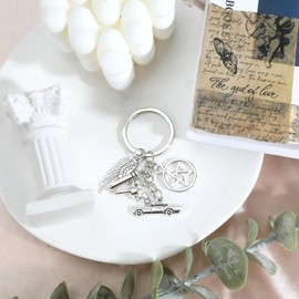 MUCOOS Car Key Fob, Key Ring For Friends, Birthday Gift For Girlfriend, Gift For Mum, Gift For Dad, Cute Design, silver