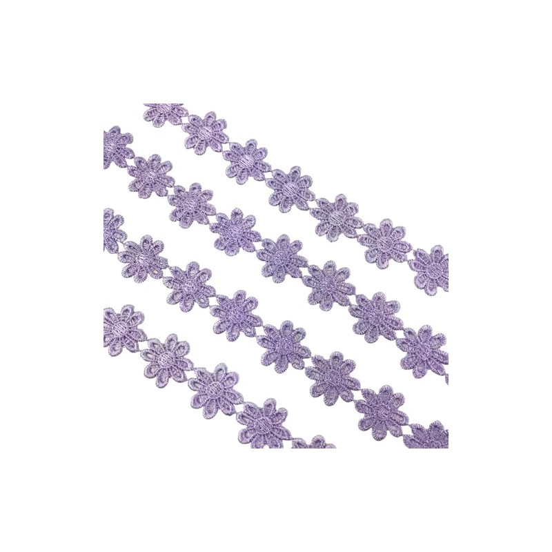 2 Yards 25mm Light Purple Daisy Flower Lace Trim Knitting