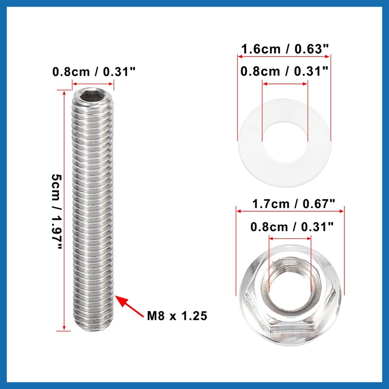 A ABSOPRO 10pcs Stainless Steel Exhaust Manifold Bolt Stud Hardware